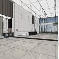 Modern Lobby Reception Desk Interior With Marble Floor Green Wall And Large Windows