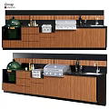 Modern Kitchen Cooking Appliances With Green Grill Sink And Wooden Black Countertop Cabinets