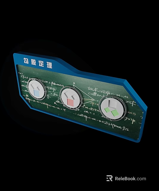 Tech Exhibition Hall Interactive Pythagorean Theorem Display With Math Formulas And Geometric Diagrams 3d model