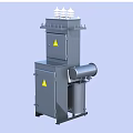 Industrial Equipment With Grey Metal Construction Safety Warning Signs And Cylindrical Component