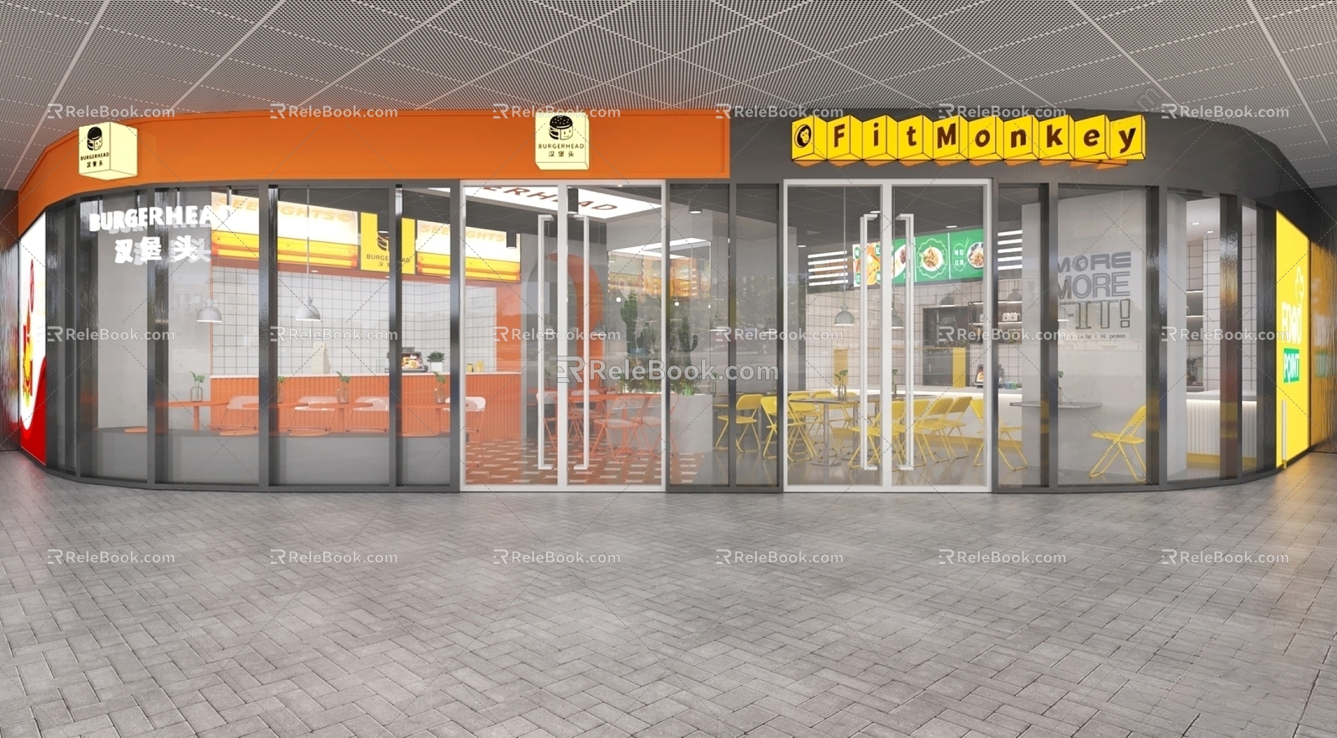 Modern fast food restaurant door model