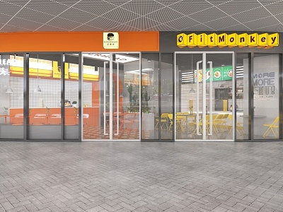 Modern fast food restaurant door model