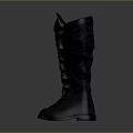 Black Over The Knee Boots With Ruched Design And Laced Details As Daily Life Item