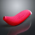 Red Curved Textured Object With Fibrous Surface On Dark Background Reflection 3d model