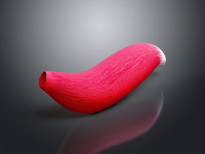 Red Curved Textured Object With Fibrous Surface On Dark Background Reflection 3d model