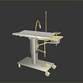 White Medical Cart With Adjustable Lamp Arm Storage Drawers And Wheels