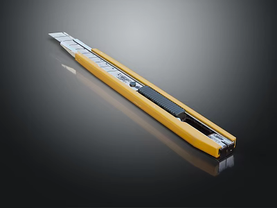 Yellow Utility Knife With Silver Blade Black Slider And Ergonomic Grip 3d model