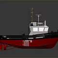 3D Model Pilot Boat With Red Hull Green Deck White Superstructure Antenna And Railing 3d model