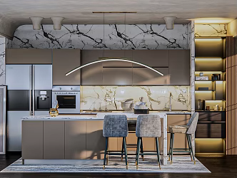 Light Luxury Kitchen 3d model