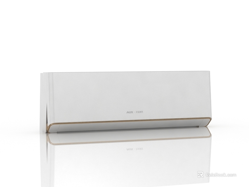 Midea Wall Mounted White Air Conditioner With Sleek Design Golden Line And Mirror Reflection 3d model 