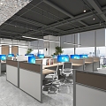 Open office area Public office 3d model