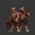 Red Skinned Horned Demon Creatures Holding Bows And Wearing Tattered Clothing