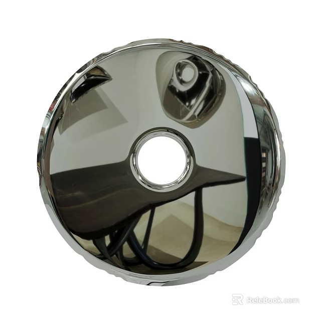 Silver Round Metallic Wall Decor With Central Circular Hole And Reflective Surface 3d model 