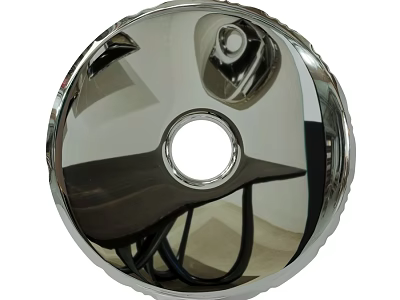 Silver Round Metallic Wall Decor With Central Circular Hole And Reflective Surface 3d model