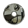 Silver Round Metallic Wall Decor With Central Circular Hole And Reflective Surface