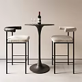 Stylish Modern Bar Stools With Upholstered Seats And Leather Backrests Around Round Bar Table