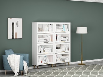 Nordic style bookcase 3d model