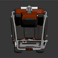 Ergonomic Office Chair With Red Frame Gray Seat And Adjustable Monitor Tray