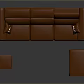 Modern Orange Sofa Set With Two Matching Ottomans And Decorative Pillows