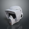 White Tactical Combat Helmet With Protective Face Shield And Reinforced Structure 3d model