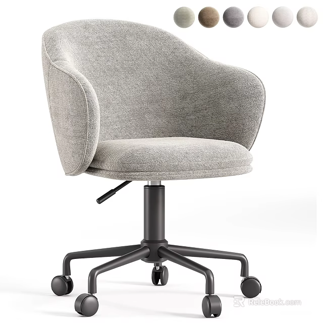 Gray Upholstered Office Chair With Armrests Black Base And Modern Design 3d model 