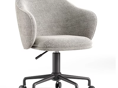 Gray Upholstered Office Chair With Armrests Black Base And Modern Design 3d model