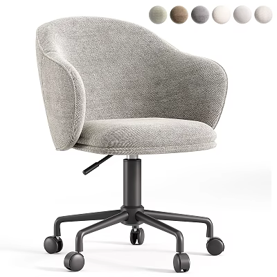 Gray Upholstered Office Chair With Armrests Black Base And Modern Design 3d model