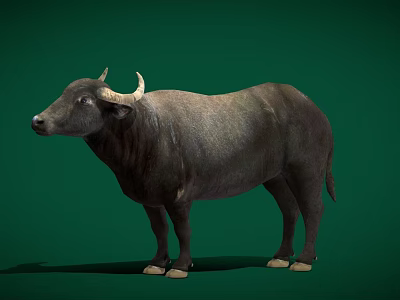 Game Movie Character 3D Model of Buffalo With Green Background and Realistic Details 3d model