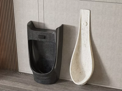 Modern Bathroom Urinals In Black And White Design For Interior Decor 3d model