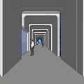 Modern Elevator Corridor With Sleek Futuristic Lighting And Metallic Walls 3d model