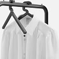Metal Standing Hanger With Blue Suit White Shirt Dress And T Shirt For Home Organization