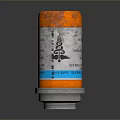 Household Product Plastic Bottle With White Cap Orange Blue Stripes And Label