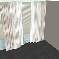 Light Colored Curtains With Sheer Layers For Floor To Ceiling Windows And City View 3d model