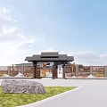 New Chinese Style Gate Homestay Entrance Gate 3d model