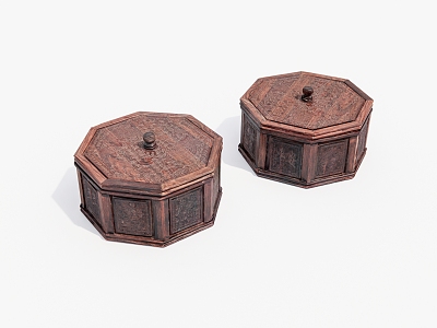 Wooden pastry box old wooden box old objects 3d model