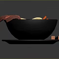 Delicious Ramen With Soft Boiled Eggs Pork Slices Vegetables In Black Bowl And Wooden Chopsticks
