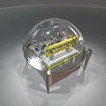 Industrial Equipment With Transparent Dome And Silver Metal Base Featuring Yellow Mechanical Components