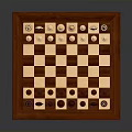 Wooden Chessboard Set with Black and White Pieces Arranged on Classic Checkerboard Surface