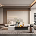 Modern Living Room Interior Design With Sofa Coffee Table Staircase And Wall Paneling