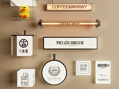 Custom Lightbox Signage For Coffee Shop And Barber Shop With Various Designs 3d model