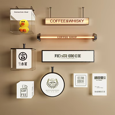 Custom Lightbox Signage For Coffee Shop And Barber Shop With Various Designs 3d model