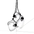 Unique Modern Chandelier With Black Metal Frame And Transparent Glass Shades