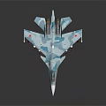Military Fighter Jet Model With Blue Camouflage Paint And Missile Armament