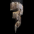 Modern Luxury Chandelier With Cascading Metal Strips And Warm Illumination Design