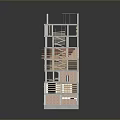 Detailed Multi Storey Building Model With Exposed Brick Wood Metal Frames And Different Floor Designs