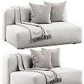 Modern Gray Single Sofa With Soft Fabric Decorative Pillows And Cozy Throw Blanket