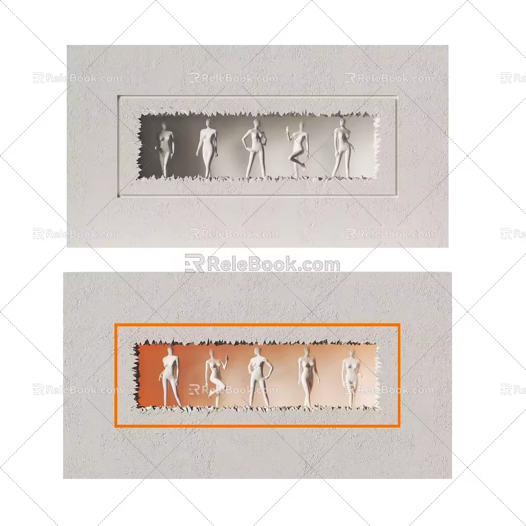 Embedded gypsum wall lamp 3d model