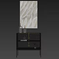 Modern Wine Cabinet Design With Glass Panels Black Metal Frame And Decorative Sculptures