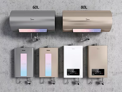 Home Electrical Water Heaters With 60L 80L Capacities And Various Color Options 3d model
