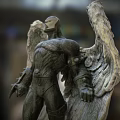 Detailed Game Movie Character Statue Featuring Muscular Build And Spread Wings